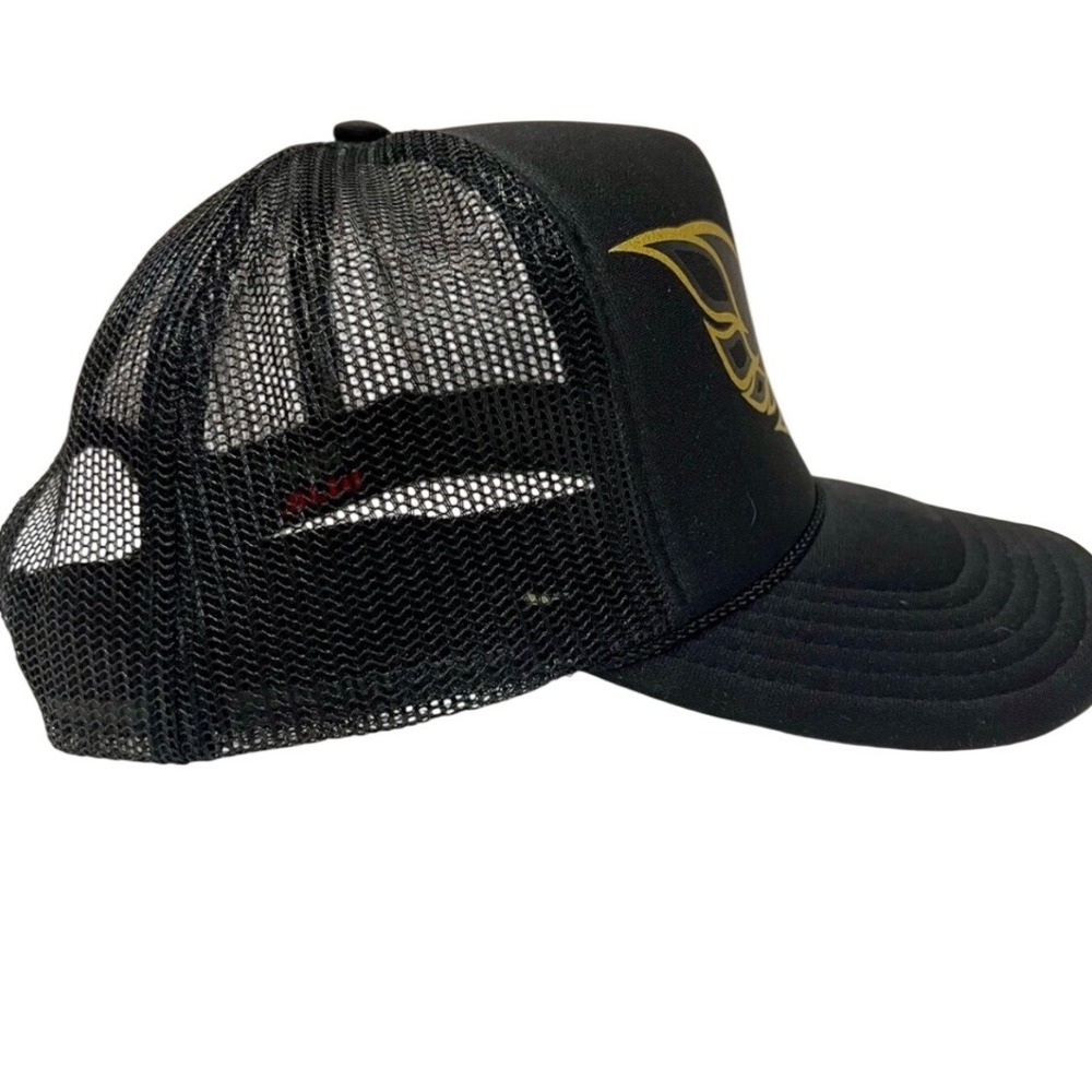 OTTO Black Trucker Hat Gold Eagle Logo Men One Size Fits Most Mesh Back Snapback - Picture 2 of 7